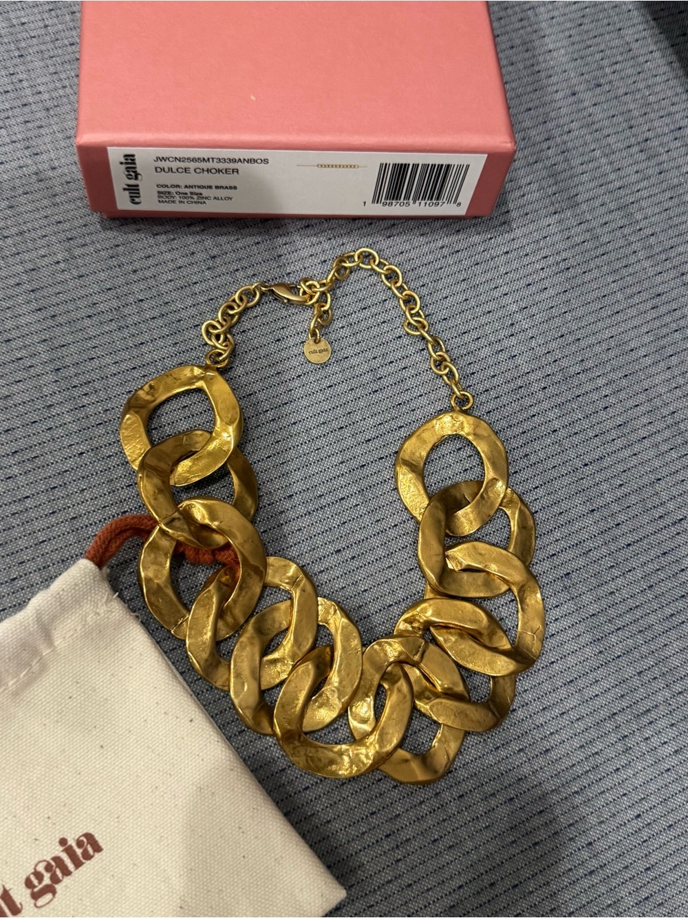CULT GAIA DULCE CHOKER NECKLACE IN ANTIQUE BRASS NEW IN BOX - Picture 9 of 9